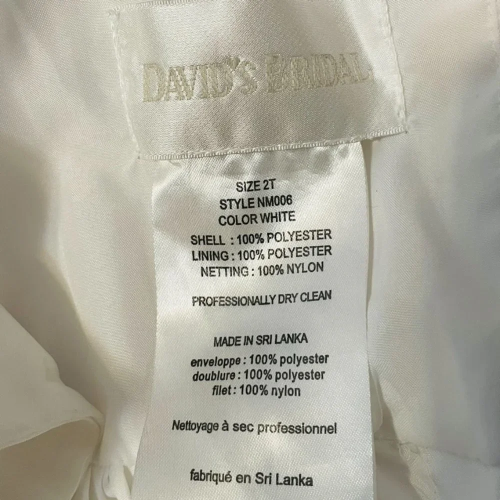 David's Bridal White Flower Girl Dress Size 2T - Picture 11 of 15